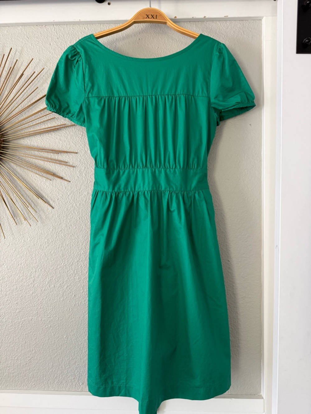 Theory Emerald Green Puff-Sleeve Midi Dress